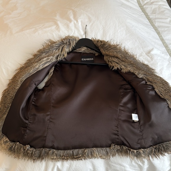 Express Faux Fur Vest in Brown - Picture 8 of 10